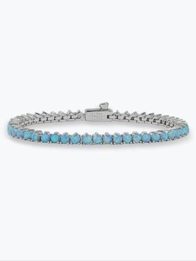 Melinda Maria Not Your Basic Tennis Bracelet Opal 7.5" Silver New ✨️FIRM